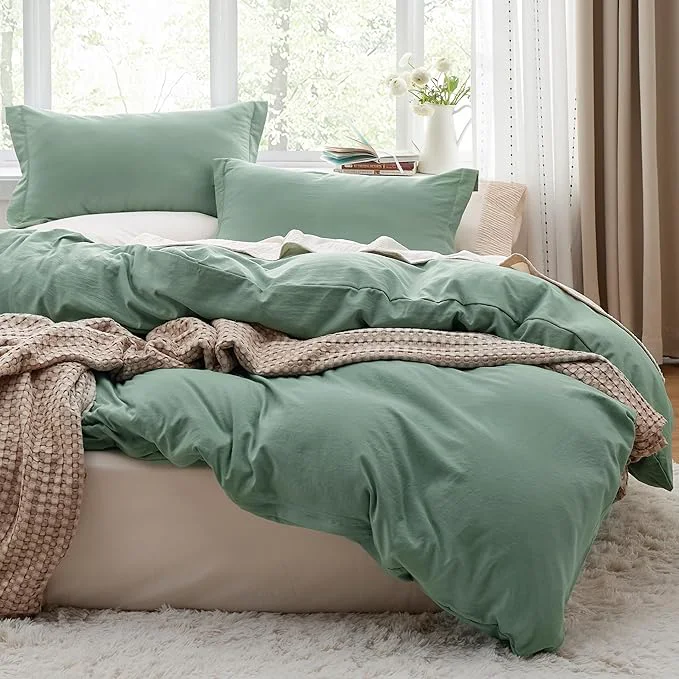 Fine Bedsure Sage Green Oversized King Duvet Cover - 3 Pieces Prewashed Cotton-Like Extra Soft Bedding Set Includes 1 Duvet Cover 120x98 Inches with Zipper Closure amp 2 Pillow Shams Comforter Not Included Original Design