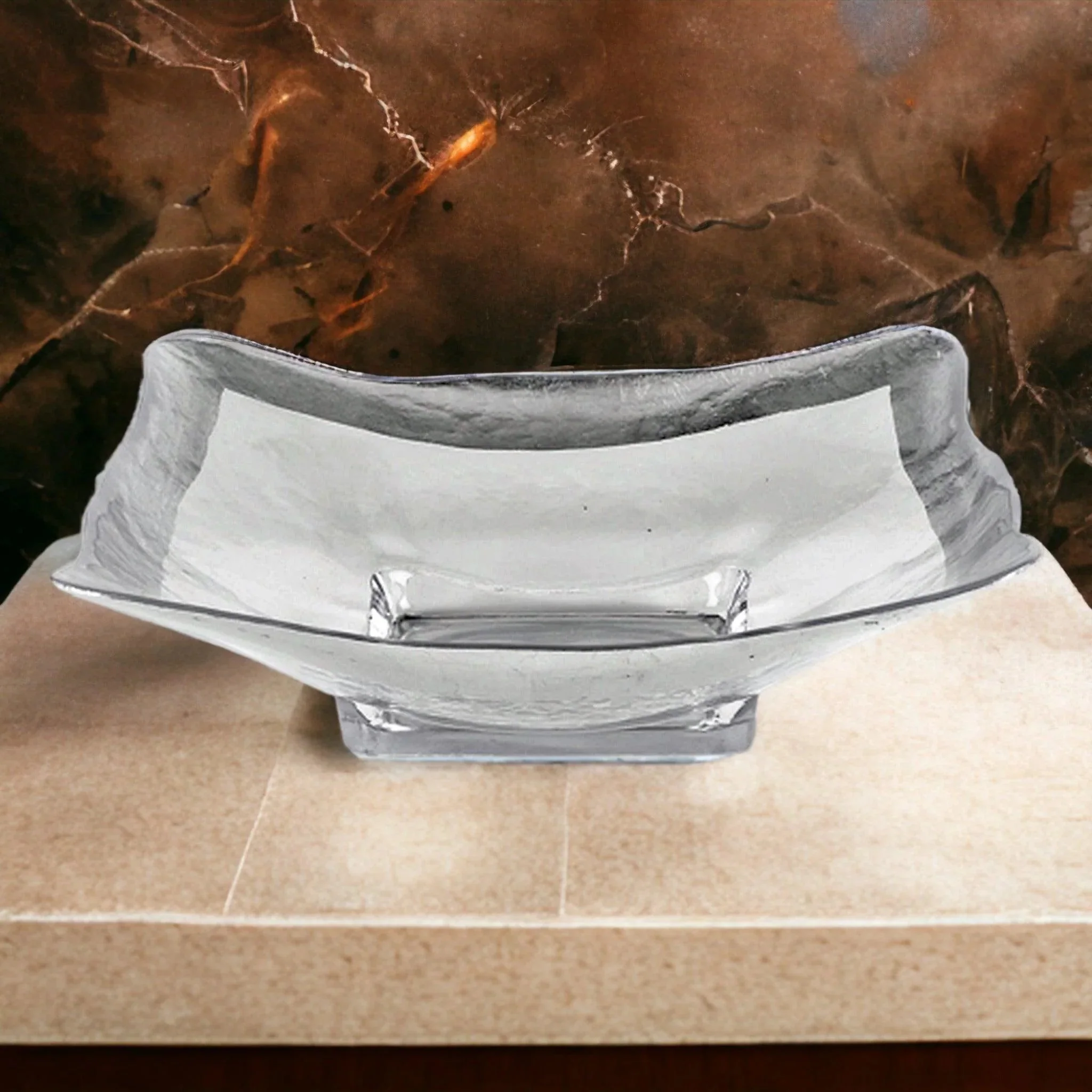 Flexible Square Bowl with Silver Leaf Pattern Classic
