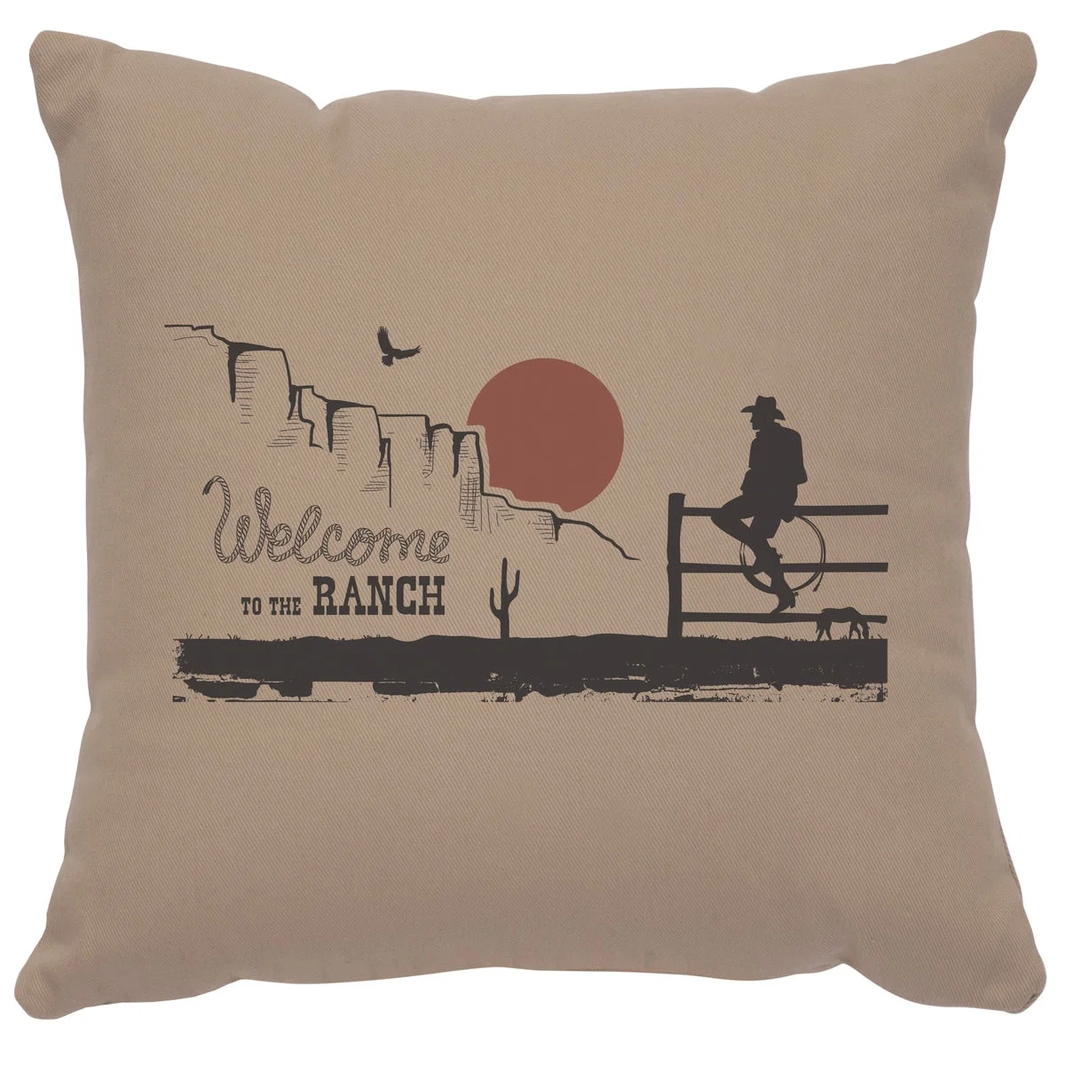 Soft quot Welcome Ranch quot Image Pillow - Cotton Alabaster Convenient