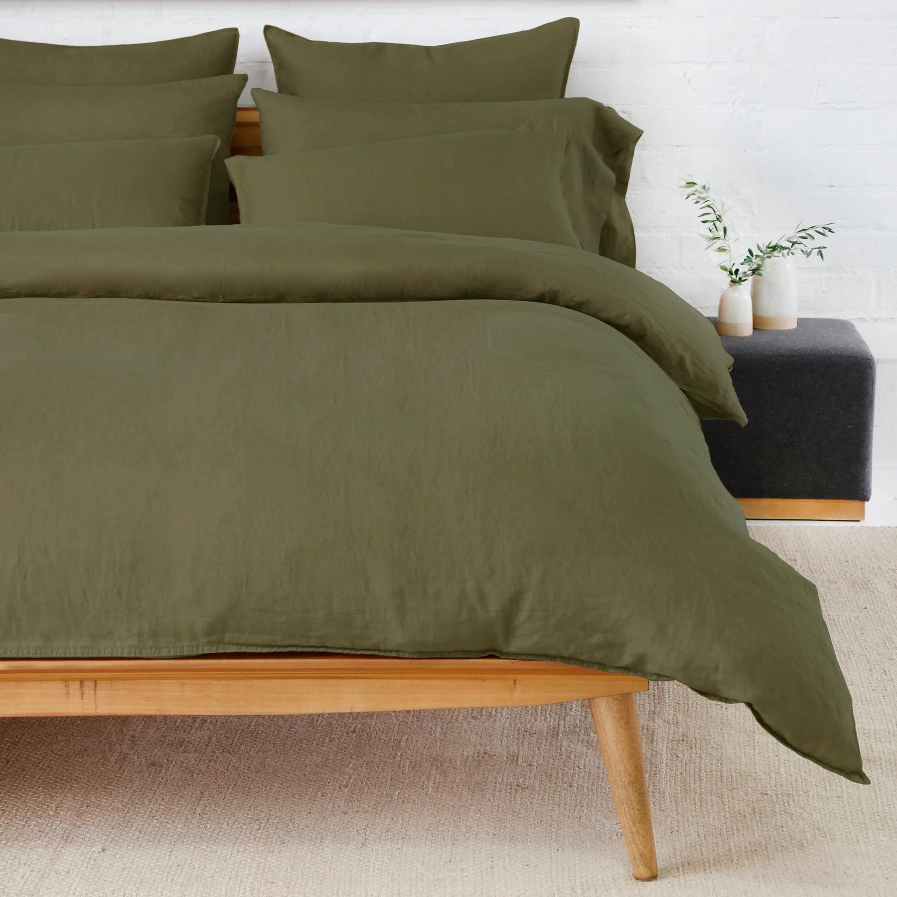 Clean Parker Linen King Duvet Set Forest Dependable