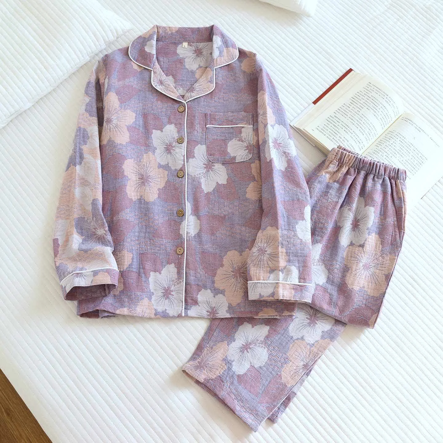 Easy-to-Use Ownkoti Cotton Cherry Blossom Jacquard Loungewear Set Elite