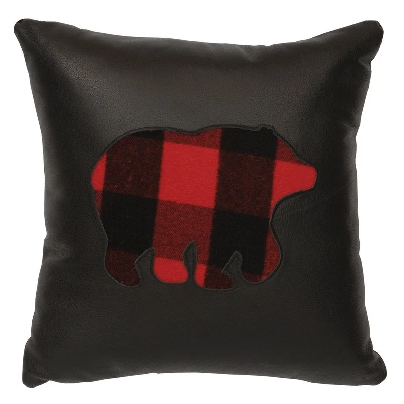 Enhanced Black Leather Pillow 18x18 Luxury