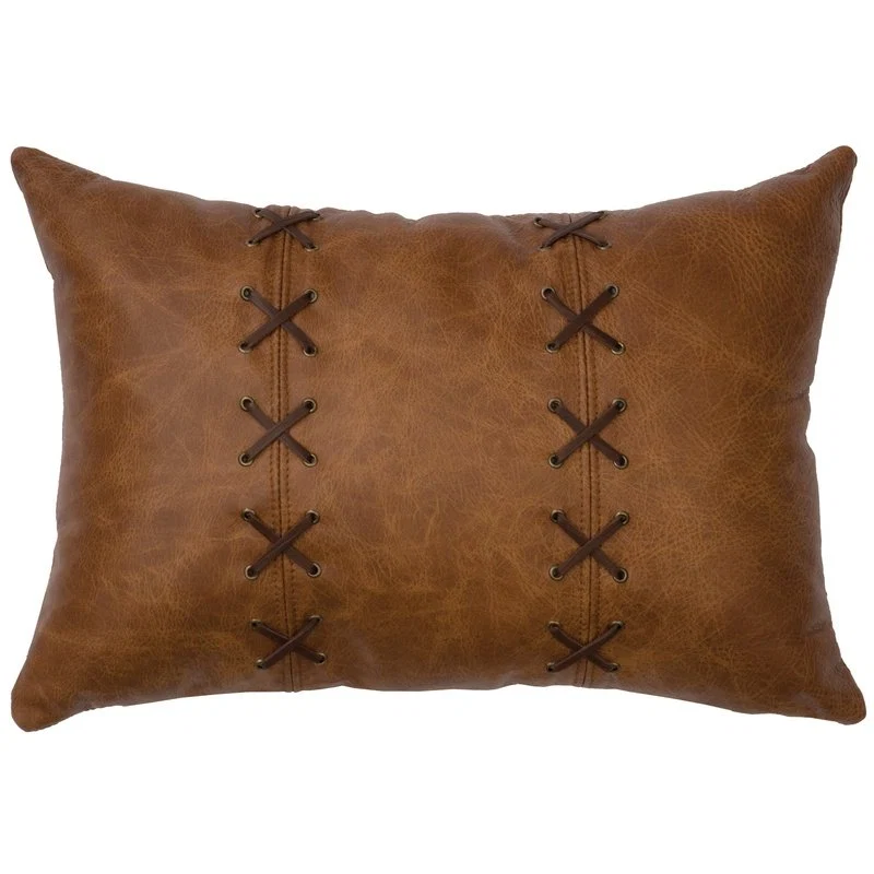 High-Quality Whiskey Leather Pillow 12x18 Pure