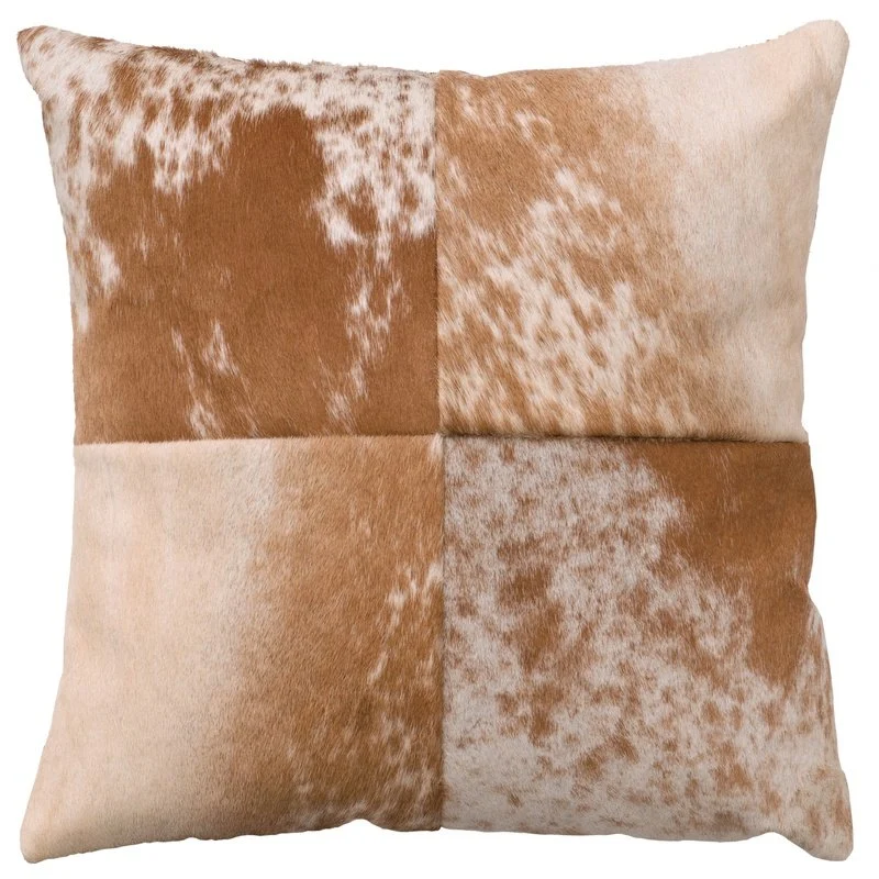 Environmentally Friendly Speckled Light Brown Leather Pillow 16 quot x16 quot Genuine