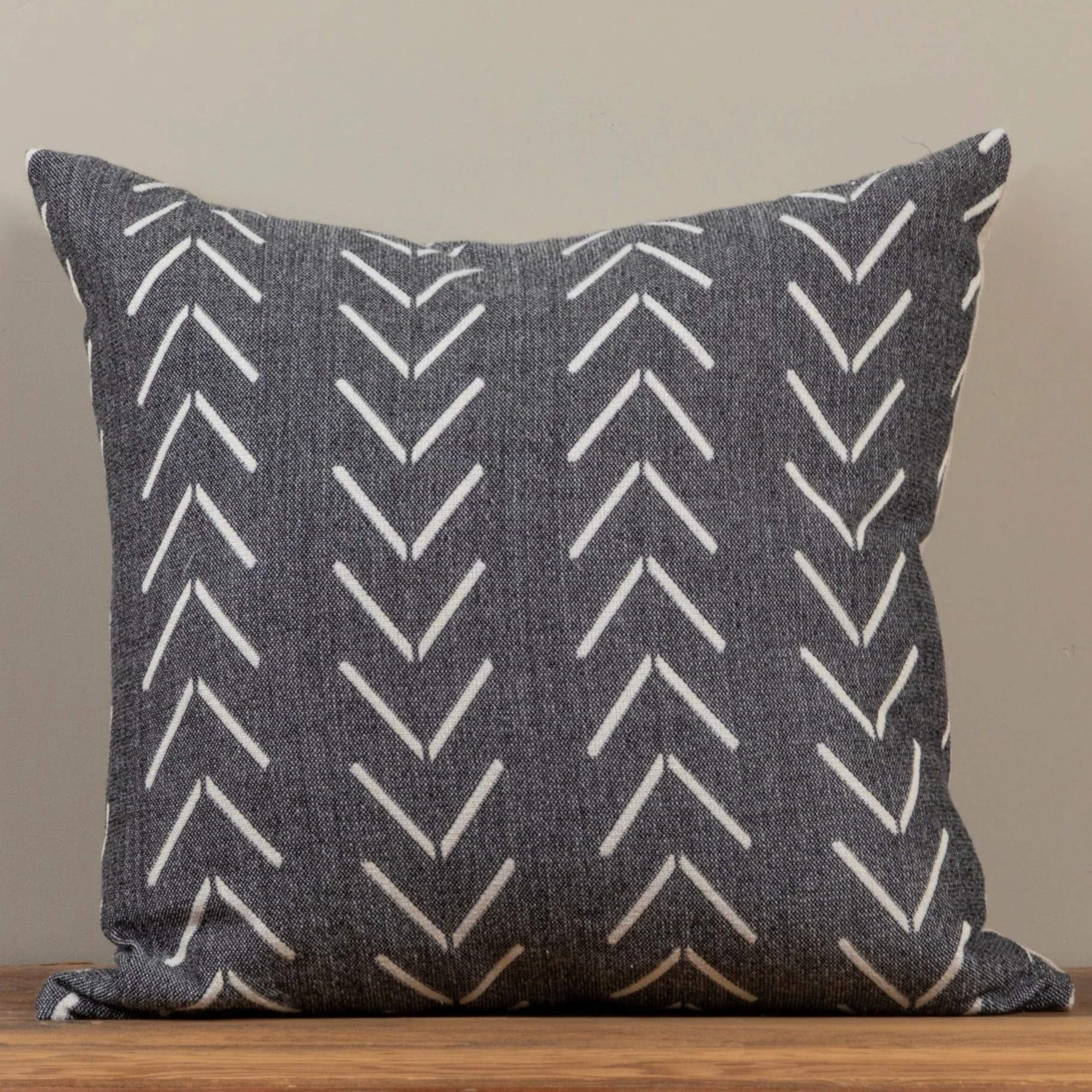 Natural Alpaca Square Pillow Grey with Chevrons Safe