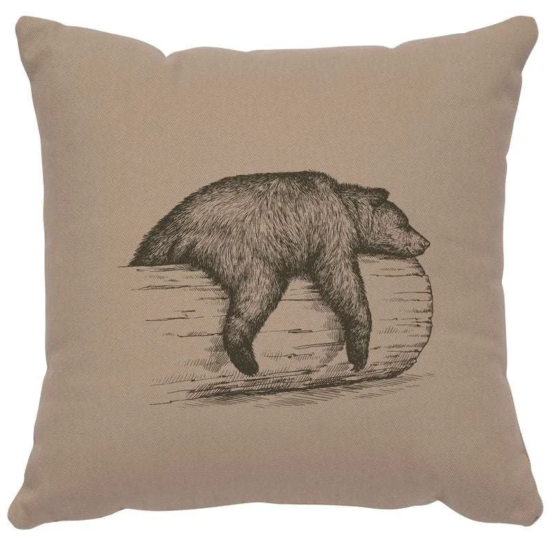 Elegant quot Bear on a Log quot Image Pillow 16x16 Convenient