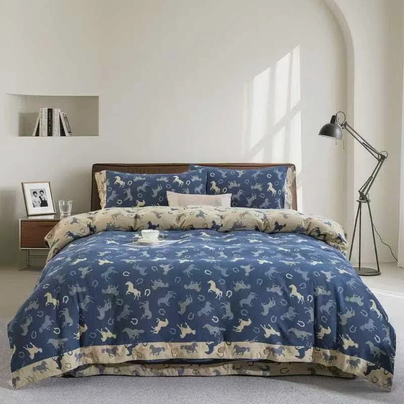 Specialty Ownkoti Whimsical Pony Cotton Gauze Bedding Set 4PCS Contemporary