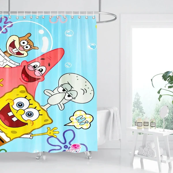 Reliable Spongebob Shower Curtain Relaxed