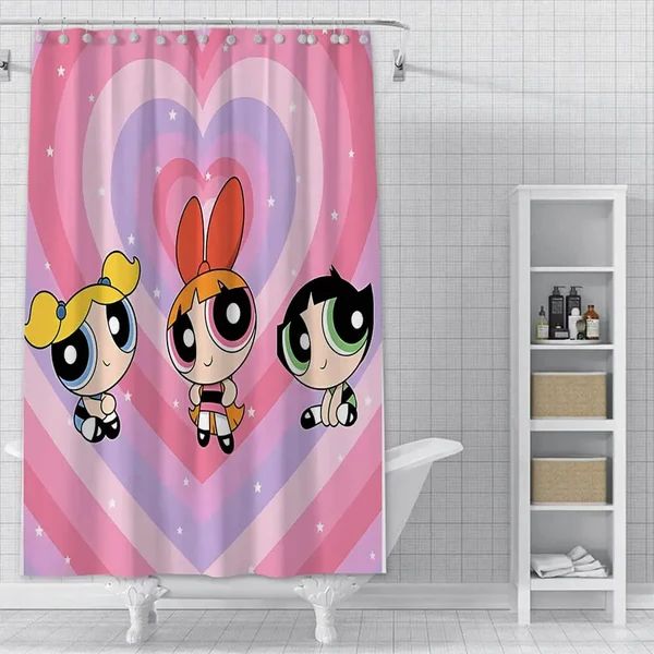 Flexible Powerpuff Girls Shower Curtain Detailed