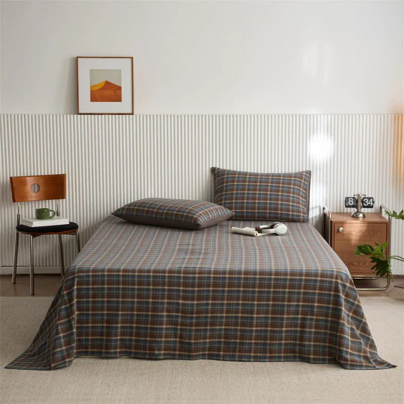 Ownkoti Classic Vintage Plaid Cotton Sheet Bedspread Specialty