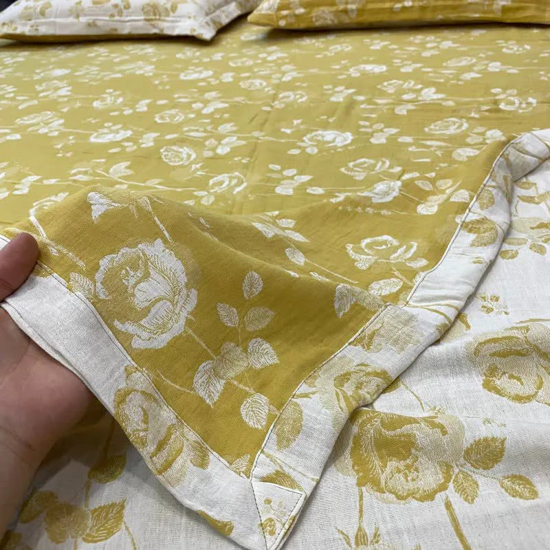 Reliable Ownkoti Yellow Rose Cotton Reversible Sheet Bedspread Elite