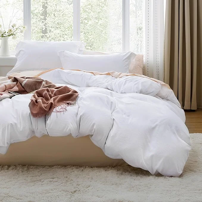 Original Design Bedsure Bright White Duvet Cover Queen Size - 3 Pieces Prewashed Extra Soft Bedding Set Includes 1 Duvet Cover 90x90 Inches with Zipper Closure amp 2 Pillow Shams Comforter Not Included First-Class