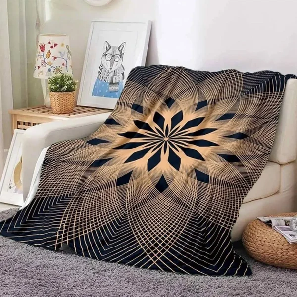 Organic 3D Mandala Flower Throw Blanket Specialty