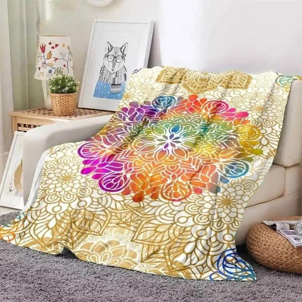 Reusable 3D Bohemian Flower Throw Blanket Crafted