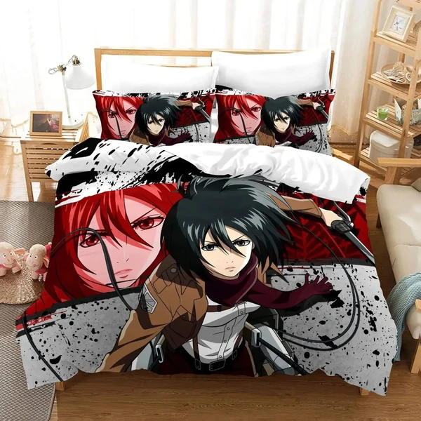 Smart Attack on Titan Anime Mikasa Bedding Set Functional