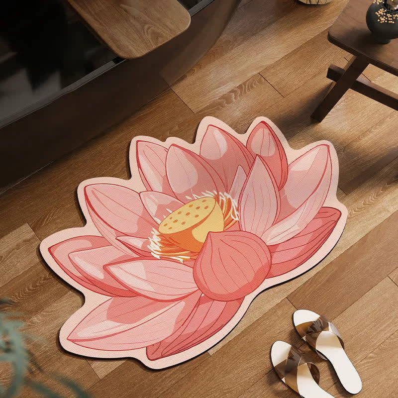 Carefully Designed Ownkoti Pink Lotus Flower Anti-Slip Bath Mat Elite