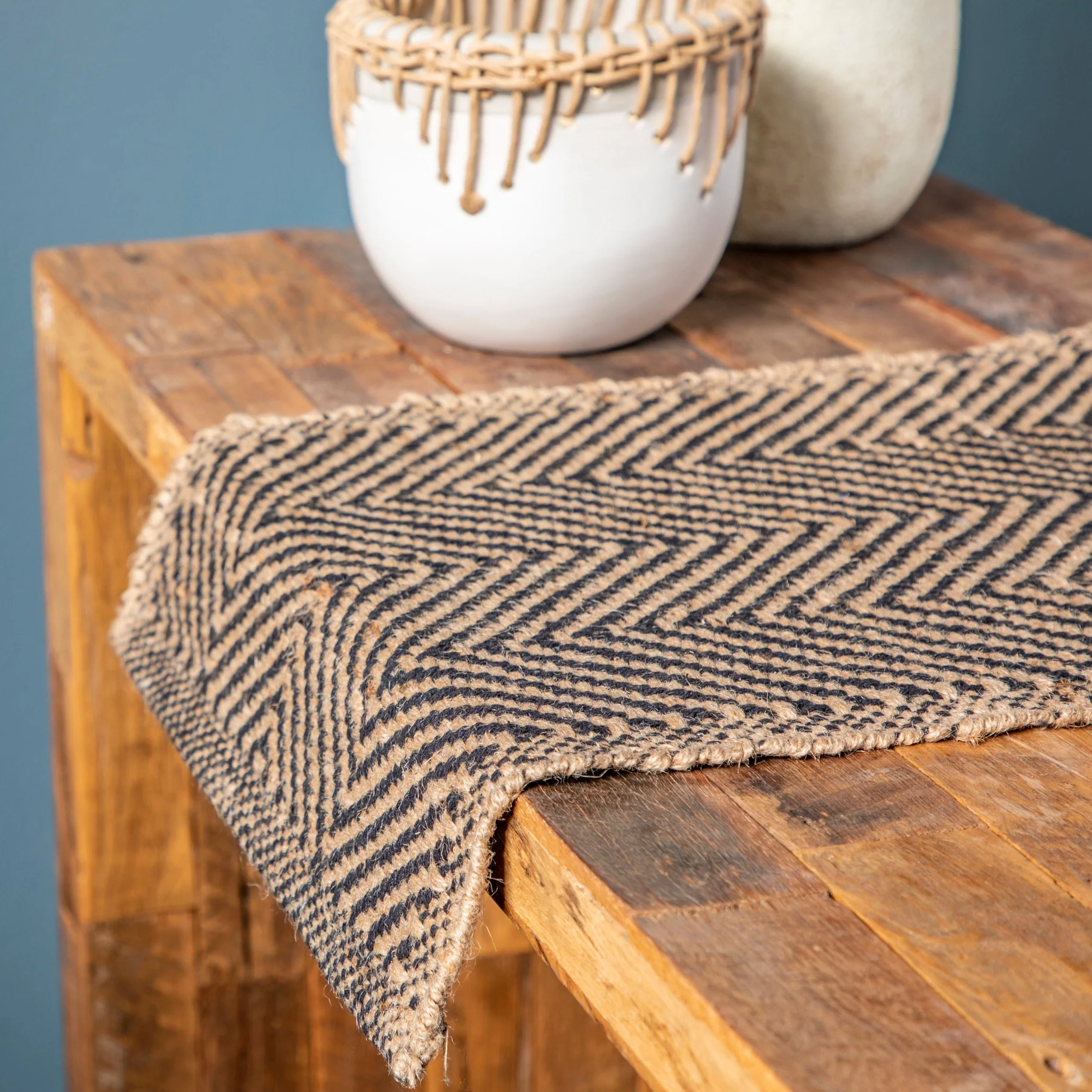Eco-Friendly Jute Cotton Table Runner with Chevron Pattern Luxury