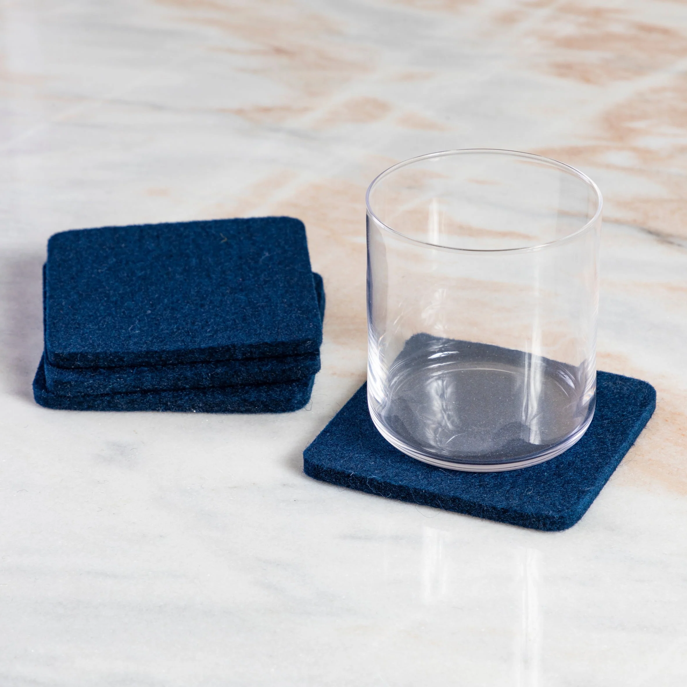 Effective Square Felt Coaster Set of 4 Marine Contemporary