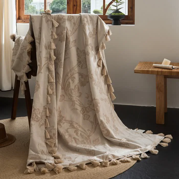 Superior Ownkoti Elegant Floral Jacquard Cotton Linen Blanket Smart