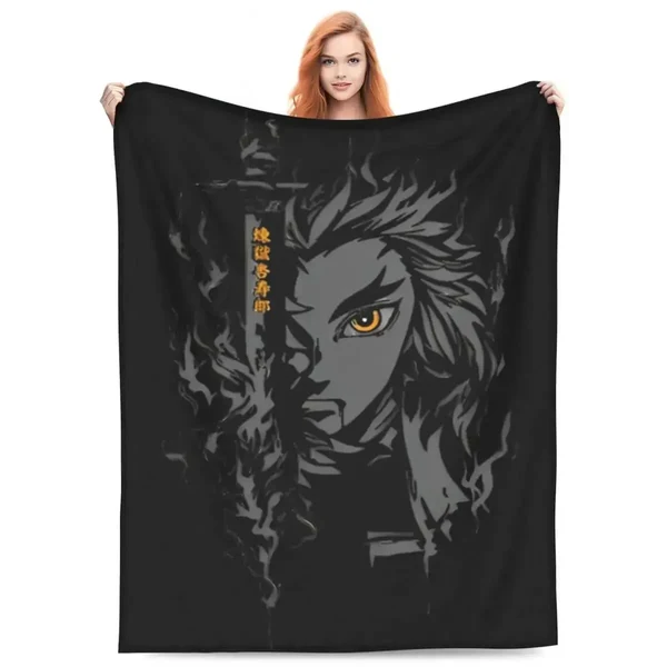 Comfortable Anime Demon Slayer Kyojuro Rengoku Throw Blanket Specialty