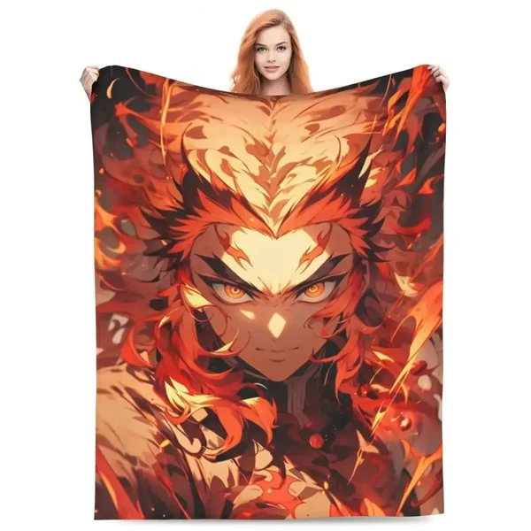 Comfortable Demon Slayer Kyojuro Rengoku Throw Blanket Original Design