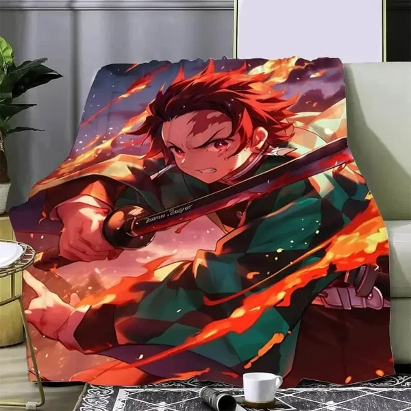 Fashionable Demon Slayer Tanjiro Throw Blanket Enhanced