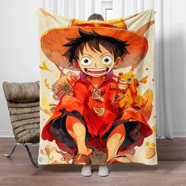 Durable Anime One Piece Monkey D Luffy Throw Blanket Comfortable