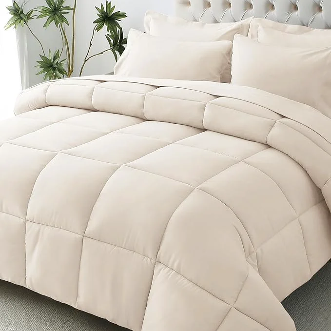 Proven JOLLYVOGUE Twin XL Comforter Set Ultra-Soft Bed in a Bag Twin XL Size 5 Pieces Oeko-TEX Bedding Set with Down Comforter Sheets Pillowcases amp Shams Beige Trusted