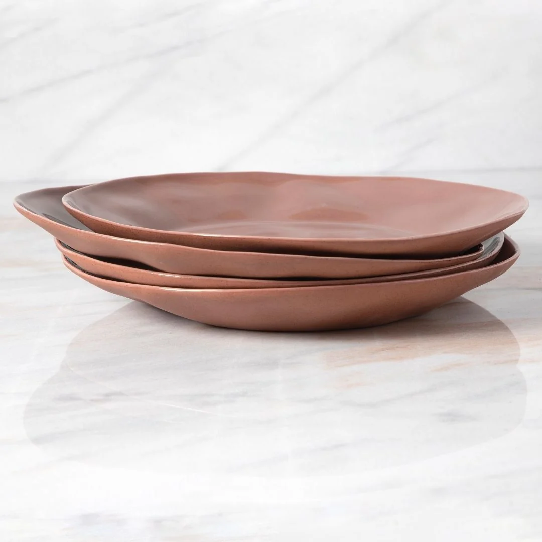 Sophisticated Tam Stoneware Dinner Plate Terracotta Rose Set of 4 Eco-Friendly
