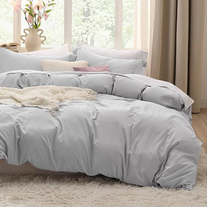 Prestigious Bedsure Light Grey California King Duvet Cover - Prewashed Cotton-Like Extra Soft Bedding Set Includes 1 Cal King Duvet Cover 104x98 Inches with Zipper Closure amp 2 Pillow Shams No Comforter Certified