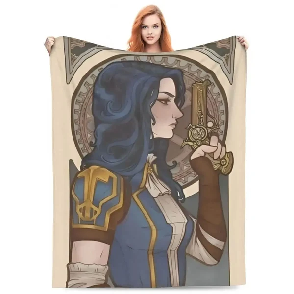 High-End Anime Arcane Caitlyn Throw Blanket Superior