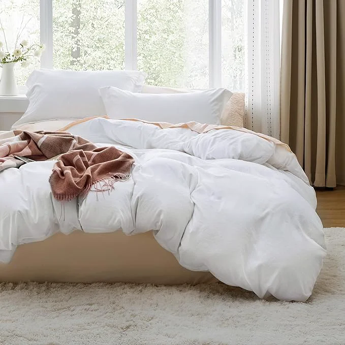 Stylish Bedsure White California King Duvet Cover - Prewashed Cotton-Like Polyester Extra Soft Bedding Set Includes 1 Cal King Duvet Cover 104x98 Inches with Zipper Closure amp 2 Pillow Shams No Comforter Smooth