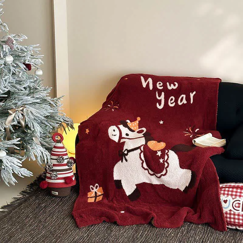 Sophisticated Ownkoti Exquisite Horse Knit Festive Throw Blanket Carefully Designed