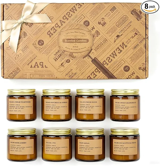 Consistent Scented Candles for Home 8 Pack Soy Wax Candle Set Aromatherapy Candles Refined