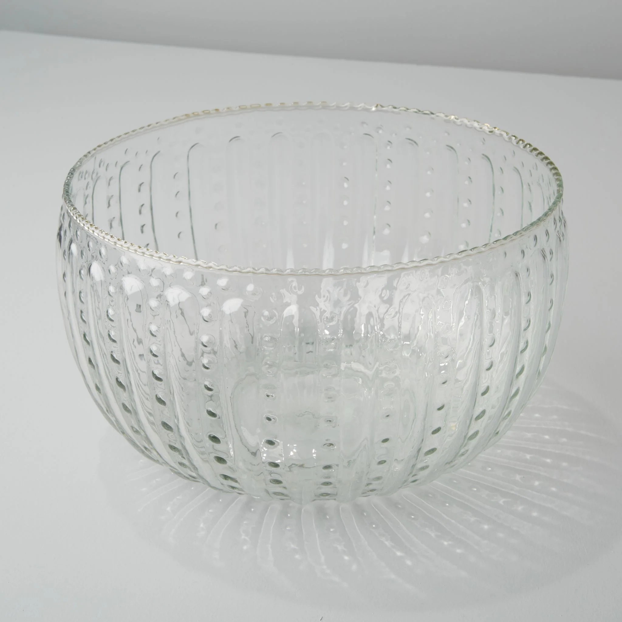 Verified Ruffle Glass Lines Large Bowl Durable