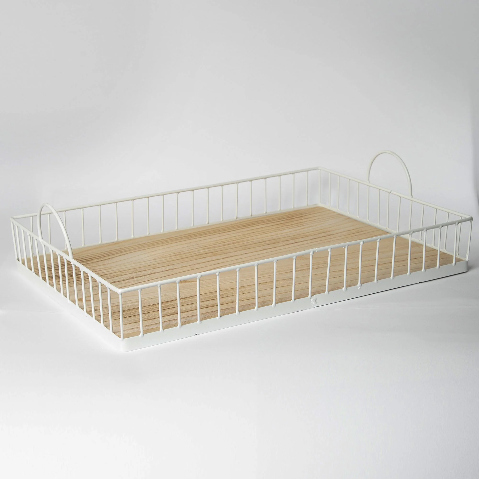 Soft 412 - Rectangular Metal amp Wood Tray Convenient
