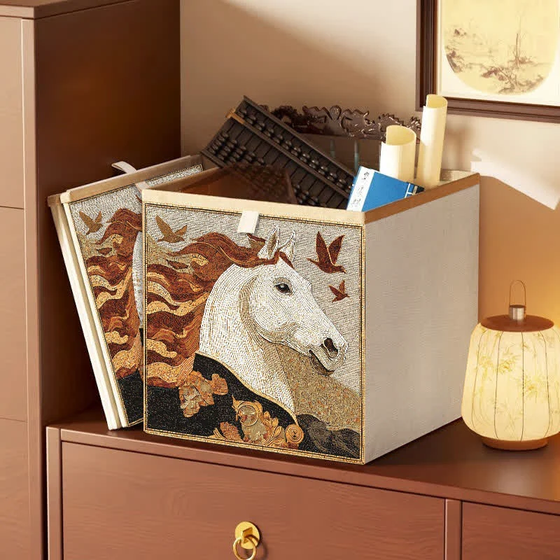 Powerful Ownkoti Retro Horse Bird Fabric Storage Basket Fashionable