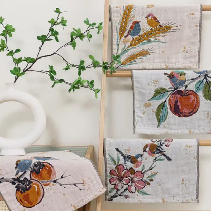 Versatile Ownkoti Country Bird Series Cotton Gauze Kitchen Towel High-Grade