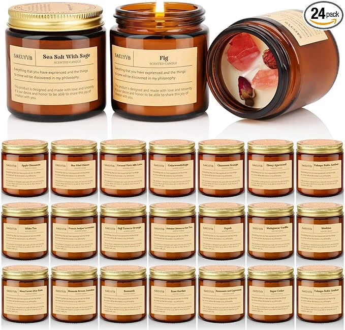 Carefully Designed 24 Pack Scented Candles for Home 3.5oz Crystal Soy Candles-Long Burning Time Functional