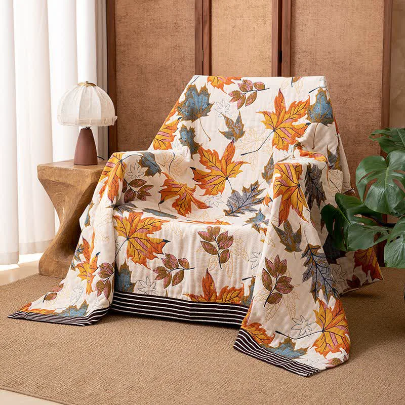 Recyclable Ownkoti Reversible Maple Leaf Cotton Gauze Blanket Premium