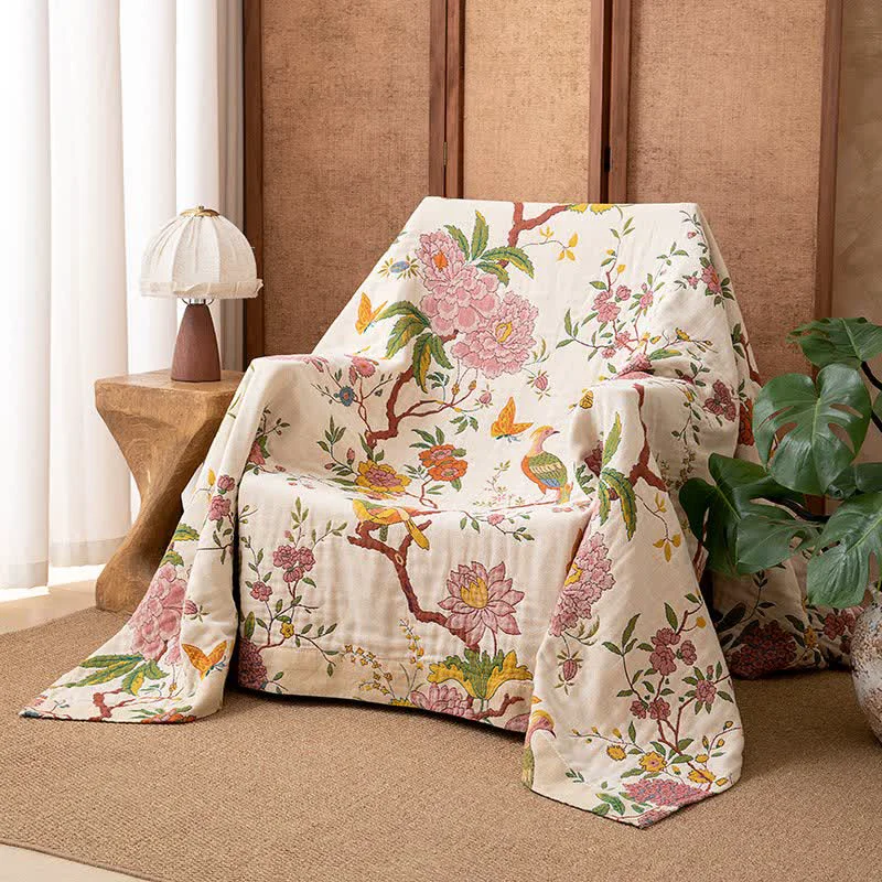 Specialty Ownkoti Country Floral Bird Cotton Gauze Blanket High-Quality