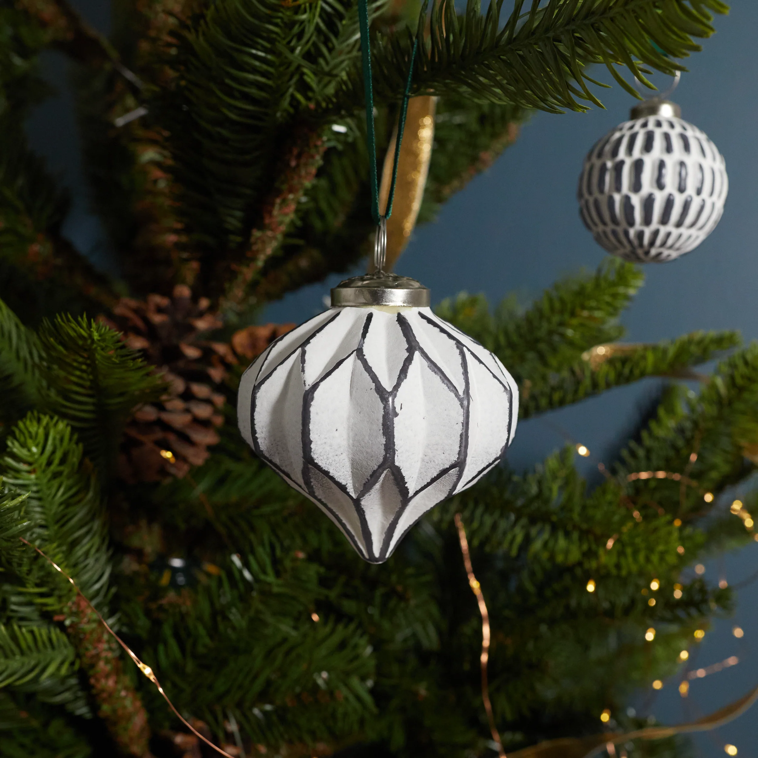 Healthy White amp Grey Glass Ornament Faceted Drop Functional