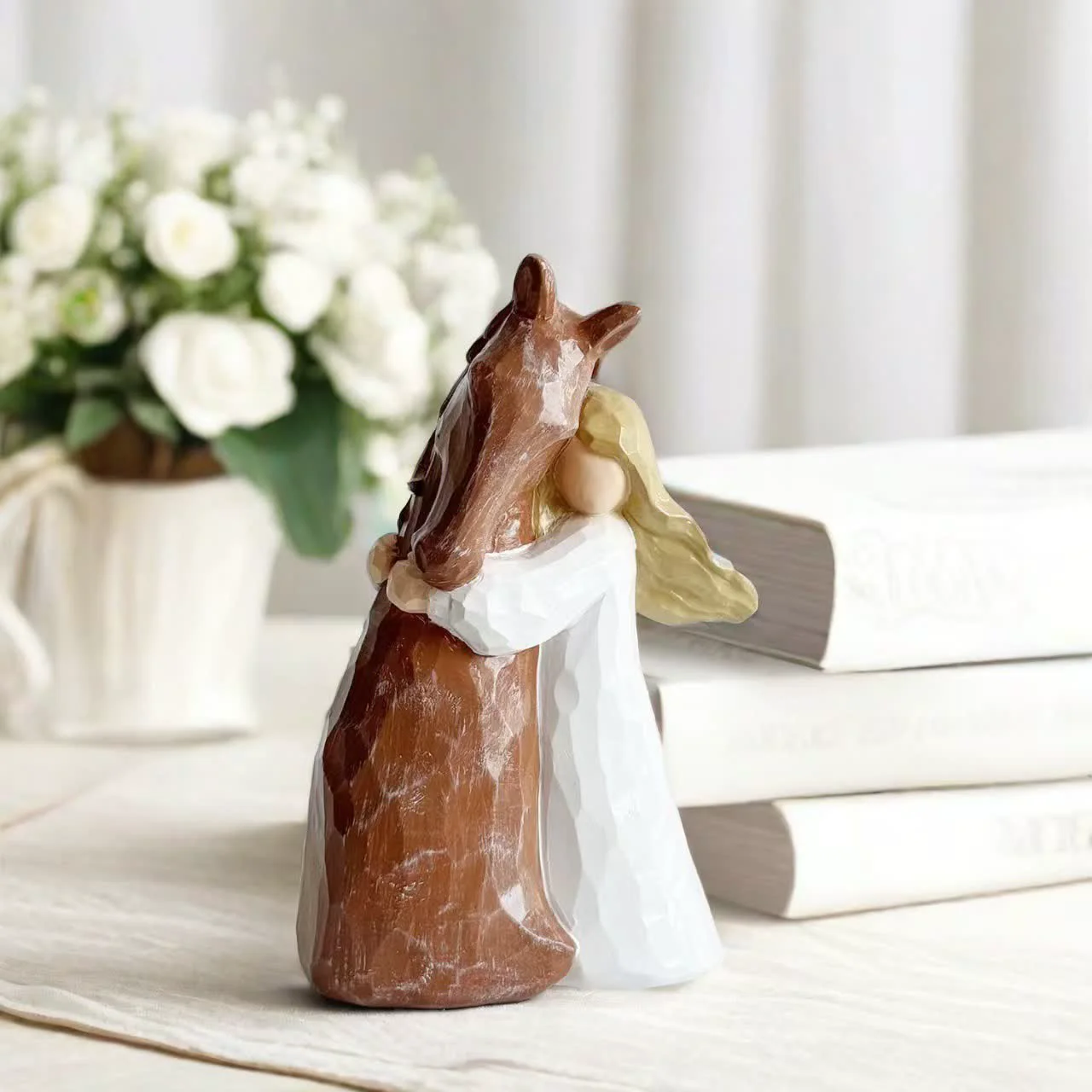 Proven Ownkoti Hand-Painted Girl amp Horse Resin Home Decor Fashionable