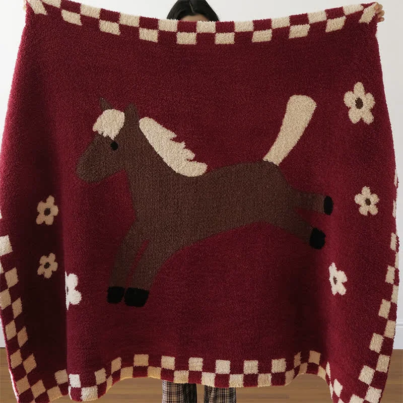 Modern Ownkoti Festive Equestrian Red Fleece Blanket High-End