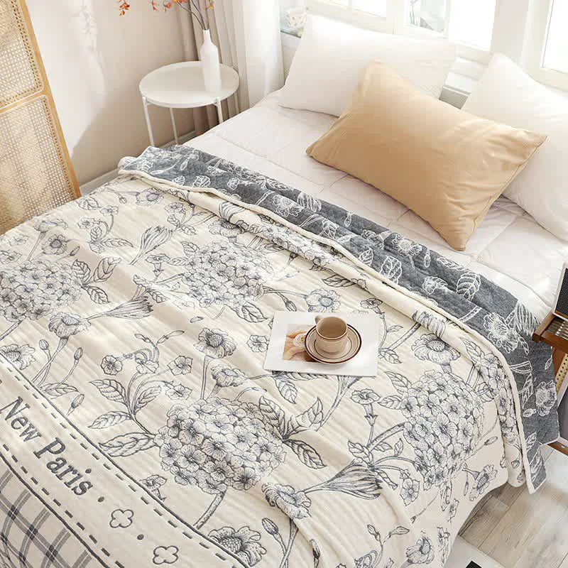 Healthy Ownkoti Floral Hydrangea Cotton Gauze Quilt Enhanced