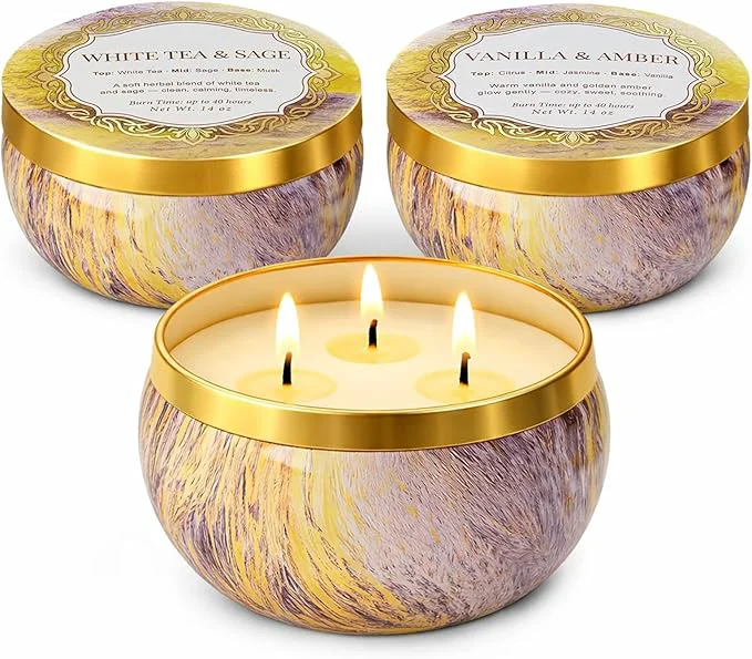 Selected YMing 3-Wick Candle Gift Set 3 Pack 14 oz Each Scented Candles Reusable