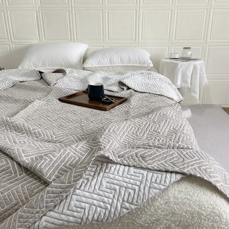 Outstanding Ownkoti Maze Pattern Reversible Cotton Gauze Quilt Lightweight