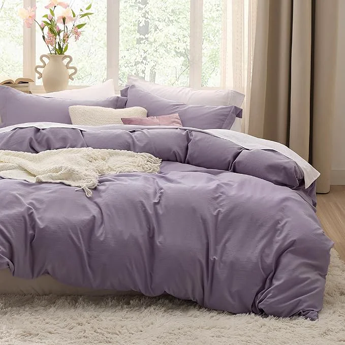 Carefully Designed Bedsure Grayish Purple Duvet Cover Full Size - 3 Pieces Prewashed Extra Soft Cotton-Like Polyester Bedding Set Includes 1 Duvet Cover 80x90 Inches with Zipper Closure amp 2 Pillow Shams No Comforter Environmentally Friendly