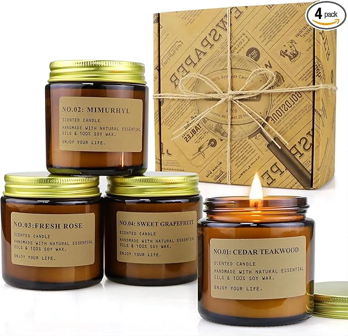 Sophisticated YFYTRE 4 Pack Scented Candle Set Soy Wax Candles Aromatherapy Candles High-Grade