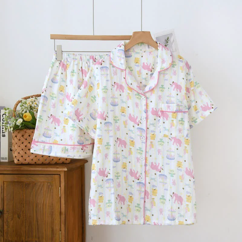 Exclusive Ownkoti Elephant Playground Cotton Gauze Pajama Set Contemporary